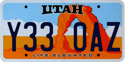 UT license plate Y330AZ
