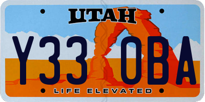 UT license plate Y330BA