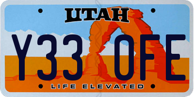 UT license plate Y330FE