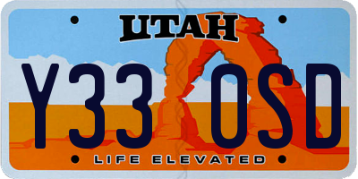 UT license plate Y330SD