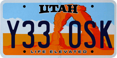 UT license plate Y330SK