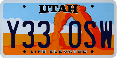 UT license plate Y330SW
