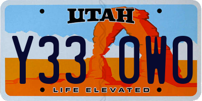 UT license plate Y330WO