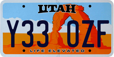 UT license plate Y330ZF