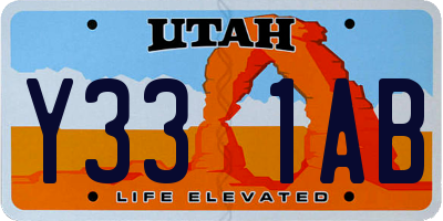UT license plate Y331AB