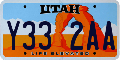 UT license plate Y332AA