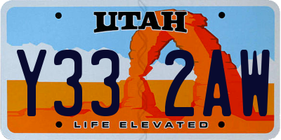 UT license plate Y332AW