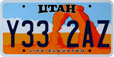 UT license plate Y332AZ