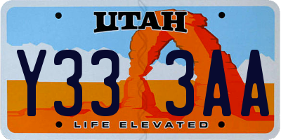UT license plate Y333AA