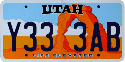 UT license plate Y333AB