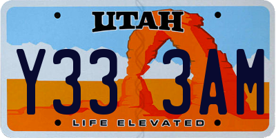 UT license plate Y333AM