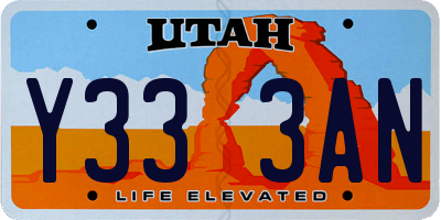 UT license plate Y333AN