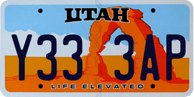 UT license plate Y333AP