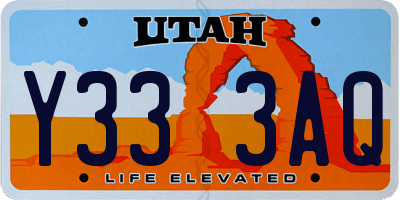 UT license plate Y333AQ