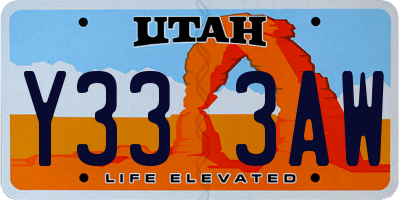 UT license plate Y333AW