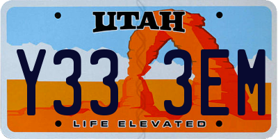 UT license plate Y333EM
