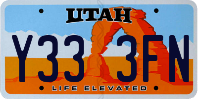 UT license plate Y333FN