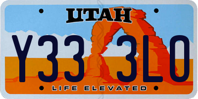 UT license plate Y333LO