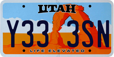 UT license plate Y333SN