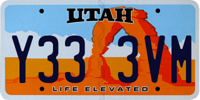 UT license plate Y333VM