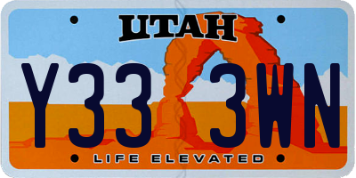 UT license plate Y333WN