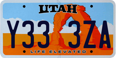 UT license plate Y333ZA