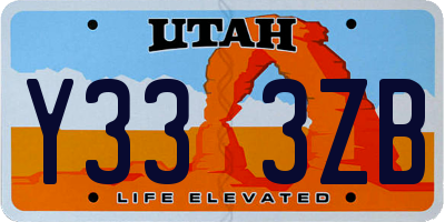UT license plate Y333ZB