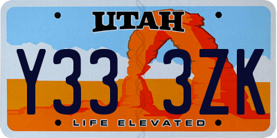 UT license plate Y333ZK