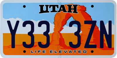UT license plate Y333ZN
