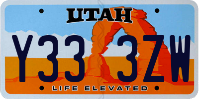 UT license plate Y333ZW