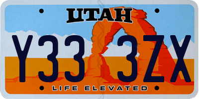 UT license plate Y333ZX