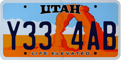 UT license plate Y334AB