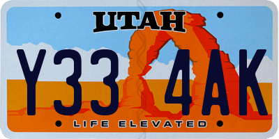UT license plate Y334AK