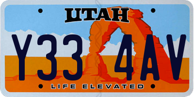 UT license plate Y334AV