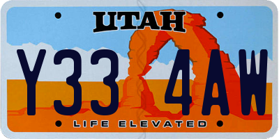 UT license plate Y334AW