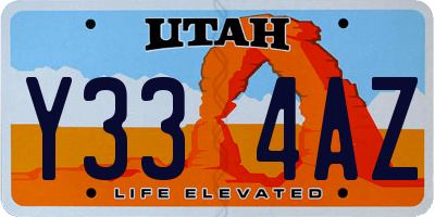 UT license plate Y334AZ