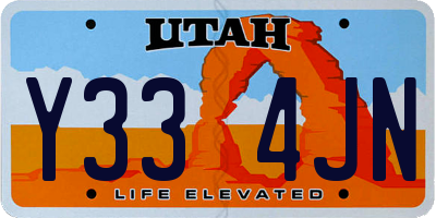 UT license plate Y334JN