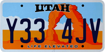 UT license plate Y334JV