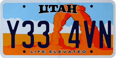 UT license plate Y334VN