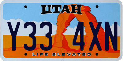UT license plate Y334XN