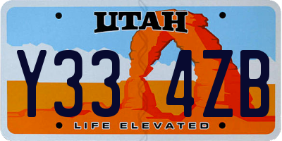 UT license plate Y334ZB