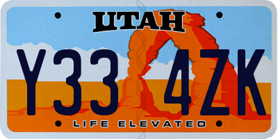 UT license plate Y334ZK