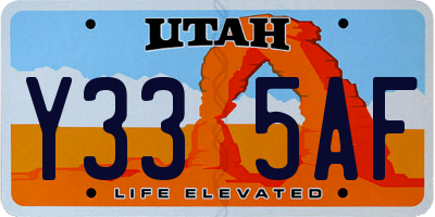 UT license plate Y335AF