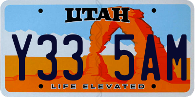 UT license plate Y335AM