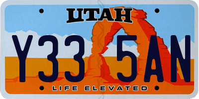 UT license plate Y335AN