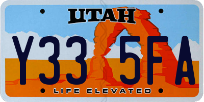 UT license plate Y335FA