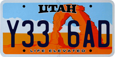 UT license plate Y336AD