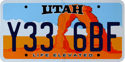 UT license plate Y336BF