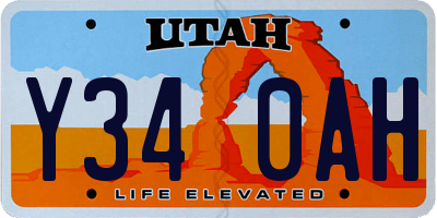 UT license plate Y340AH