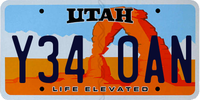 UT license plate Y340AN